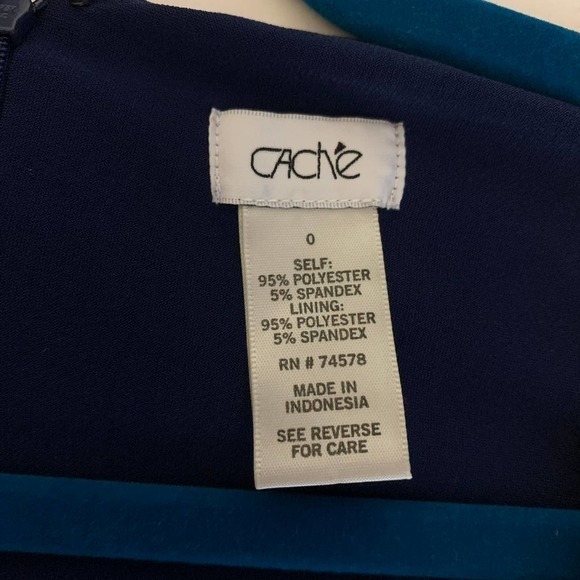 CACHE Navy Blue & White Filigree Print Long Sleeve Dress - Picture 10 of 11